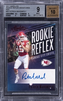 2017 Absolute "Rookie Reflex" Signatures Red #35 Patrick Mahomes II Signed Rookie Card - BGS MINT 9/BGS 10